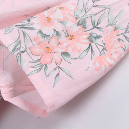 Pink Floral Cotton Gauze Kimono Robe