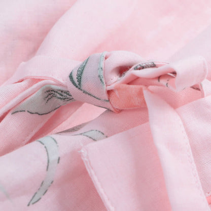 Pink Floral Cotton Gauze Kimono Robe