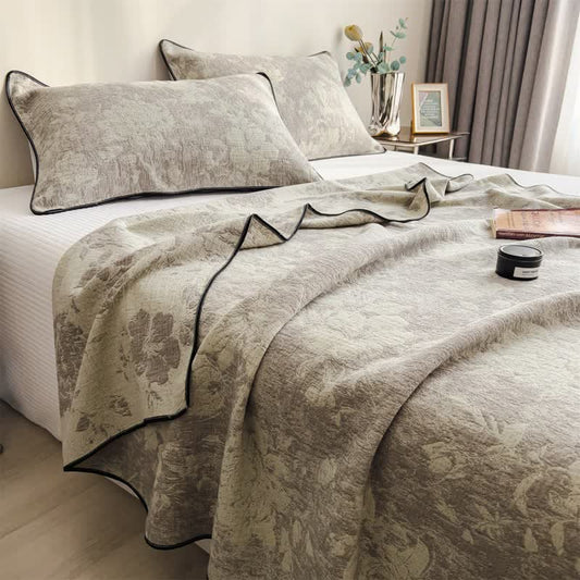 Subtle Floral Cotton Gauze Quilt Blanket