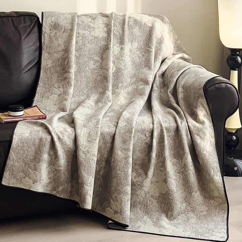 Subtle Floral Cotton Gauze Quilt Blanket