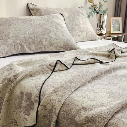 Subtle Floral Cotton Gauze Quilt Blanket