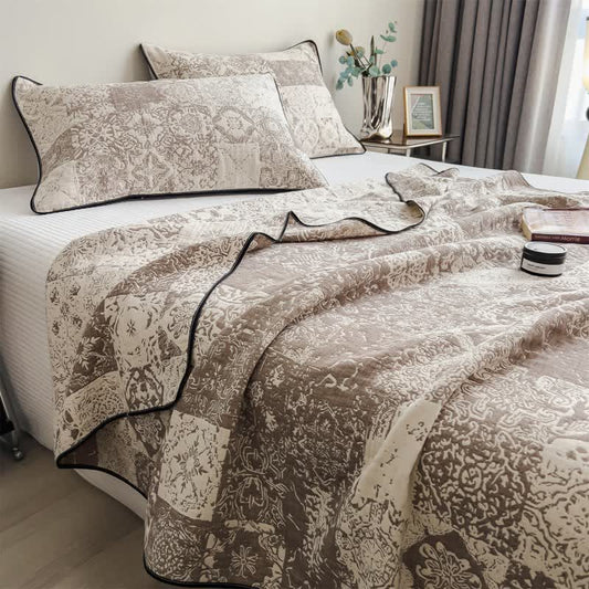 Patchwork Style Cotton Gauze Quilt Blanket