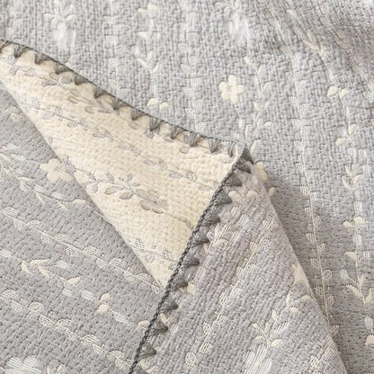 Leafy Stripe Cotton Gauze Quilt Blanket