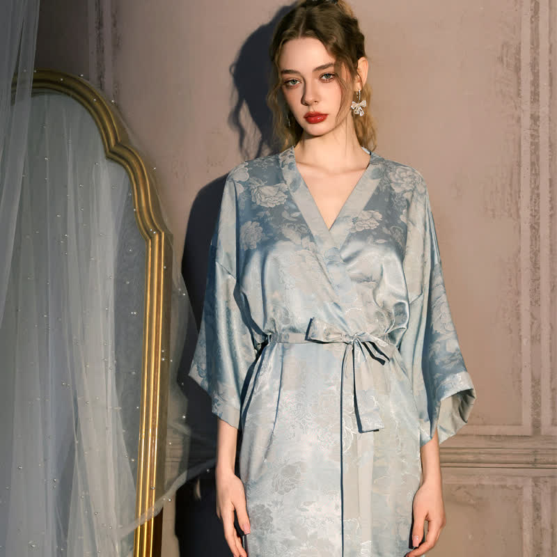 Peony Floral 3/4 Sleeve Kimono Robe