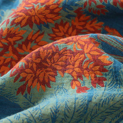 Artistic Plant Cotton Double Gauze Robe