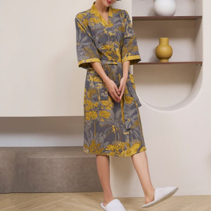 Artistic Forest Cotton Double Gauze Robe