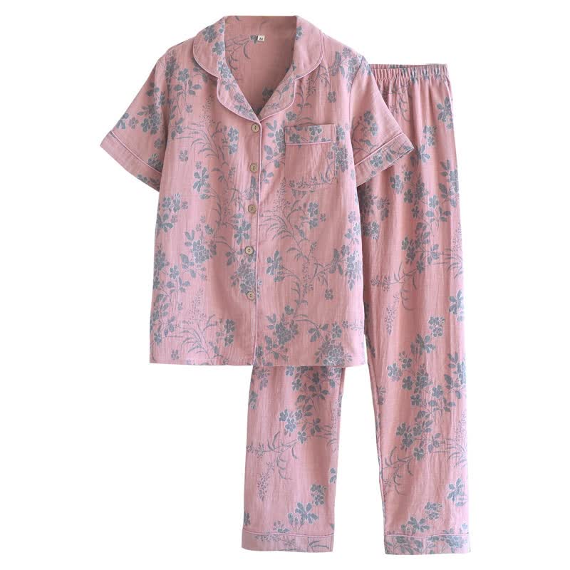 Branch & Floral Pure Cotton Pajama Set