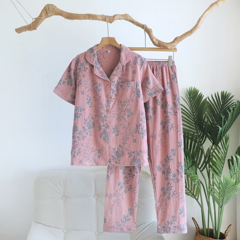 Branch & Floral Pure Cotton Pajama Set