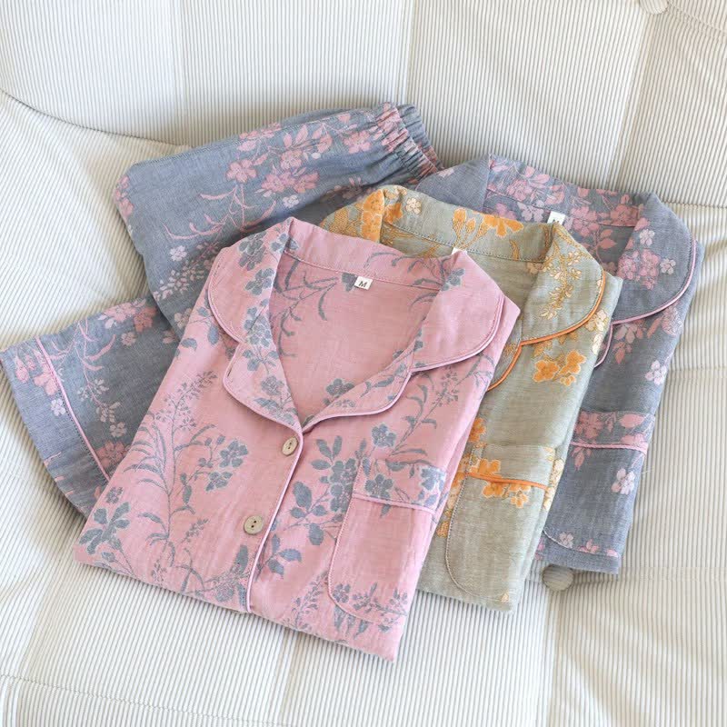 Branch & Floral Pure Cotton Pajama Set