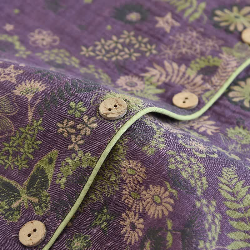 Purple Mimosa Cotton Double Gauze Pajamas