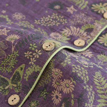 Purple Mimosa Cotton Double Gauze Pajamas