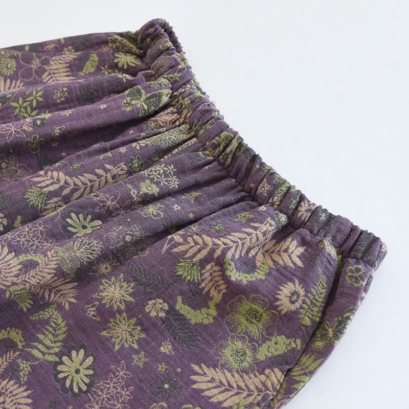 Purple Mimosa Cotton Double Gauze Pajamas