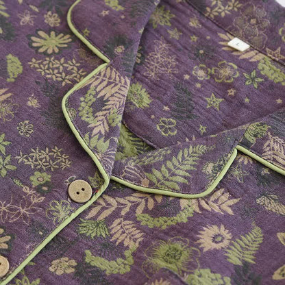 Purple Mimosa Cotton Double Gauze Pajamas