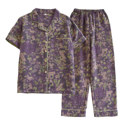 Purple Mimosa Cotton Double Gauze Pajamas