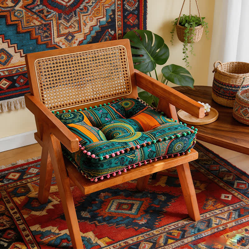 Bohemian Cotton Linen Ethnic Chair Pad