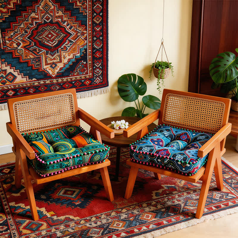 Bohemian Cotton Linen Ethnic Chair Pad