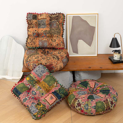 Bohemian Patchwork Mandala Floor Pillow