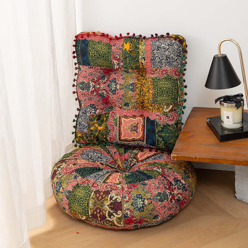 Bohemian Patchwork Mandala Floor Pillow