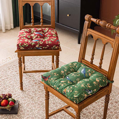 Vintage Botanical Bird Print Chair Pad