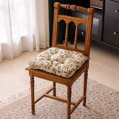 Vintage Botanical Bird Print Chair Pad