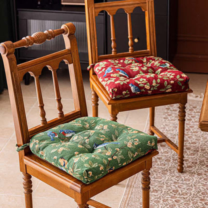 Vintage Botanical Bird Print Chair Pad