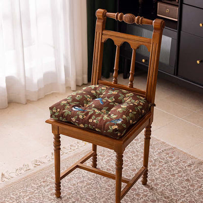 Vintage Botanical Bird Print Chair Pad