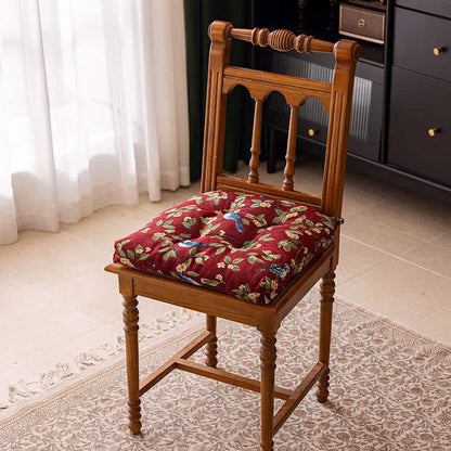 Vintage Botanical Bird Print Chair Pad
