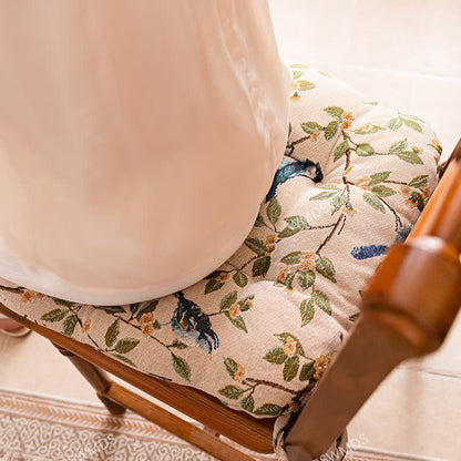 Vintage Botanical Bird Print Chair Pad