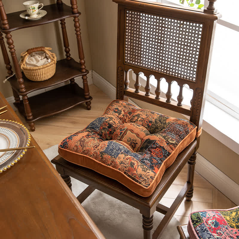 Bohemian Patchwork Chair Pad with Secure Ties