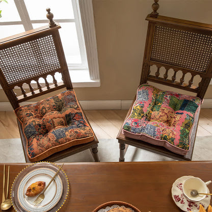 Bohemian Patchwork Chair Pad with Secure Ties