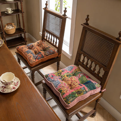 Bohemian Patchwork Chair Pad with Secure Ties