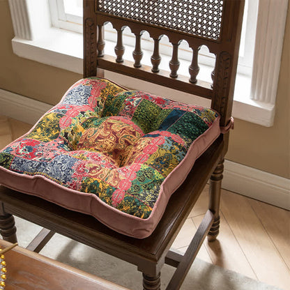 Bohemian Patchwork Chair Pad with Secure Ties