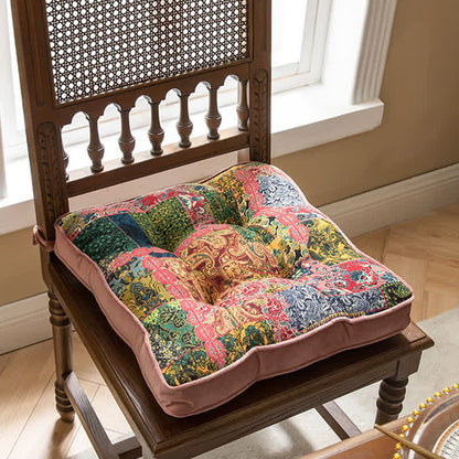 Bohemian Patchwork Chair Pad with Secure Ties