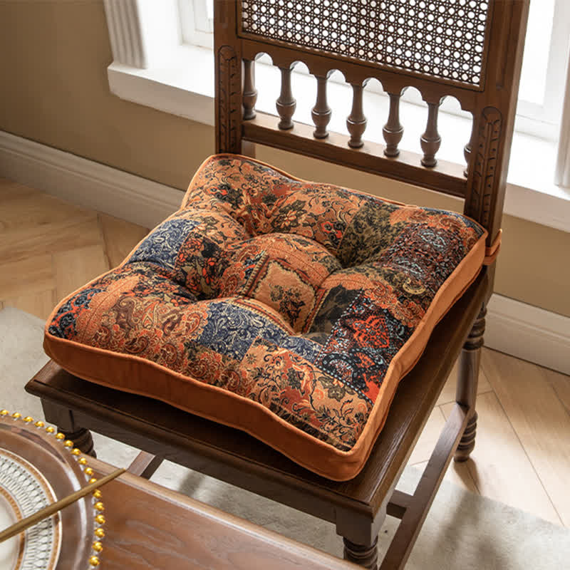 Bohemian Patchwork Chair Pad with Secure Ties