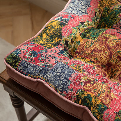 Bohemian Patchwork Chair Pad with Secure Ties