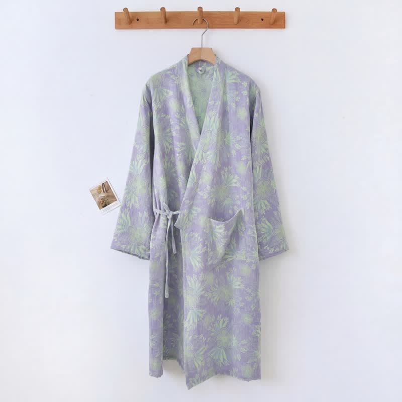 Peach Blossom Cotton Double Gauze Kimono Robe