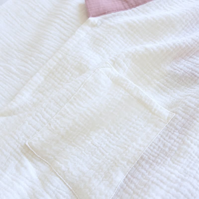 Japanese-Style Cotton Gauze Short Sleeve Pajama Set