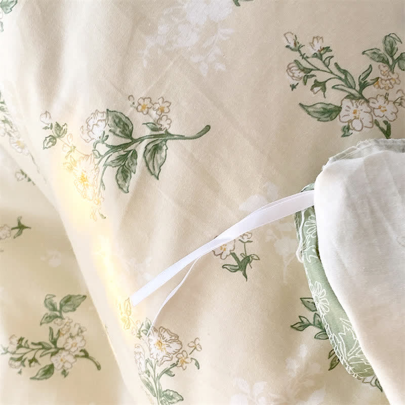 Refresh Floral Leaf Pure Cotton Bedding Set(4PCS)