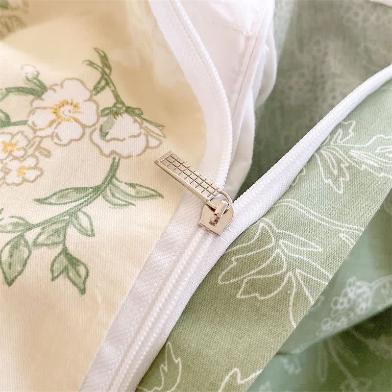 Refresh Floral Leaf Pure Cotton Bedding Set(4PCS)