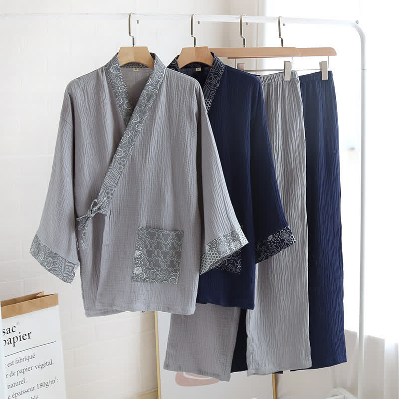 Ethnic Style Cotton Gauze Kimono Pajamas