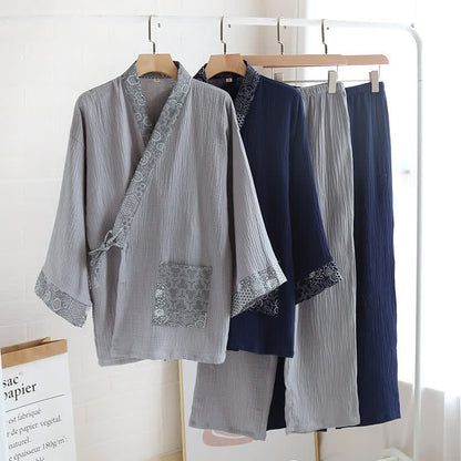 Ethnic Style Cotton Gauze Kimono Pajamas