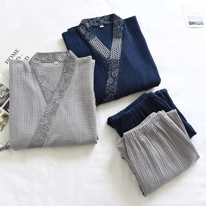Ethnic Style Cotton Gauze Kimono Pajamas
