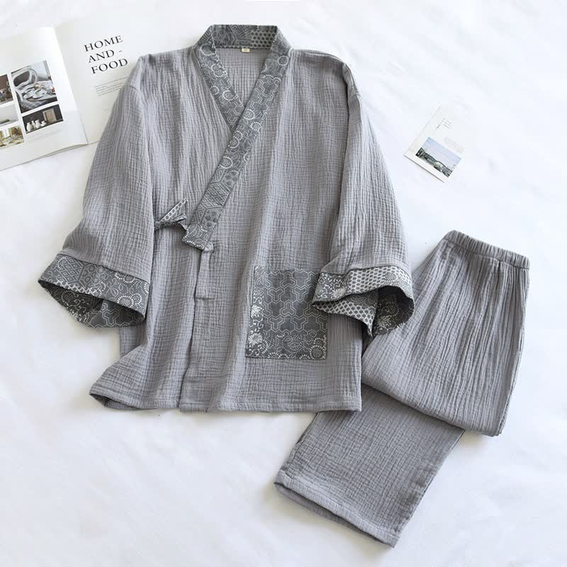 Ethnic Style Cotton Gauze Kimono Pajamas