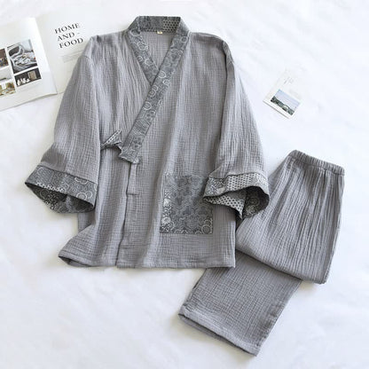 Ethnic Style Cotton Gauze Kimono Pajamas