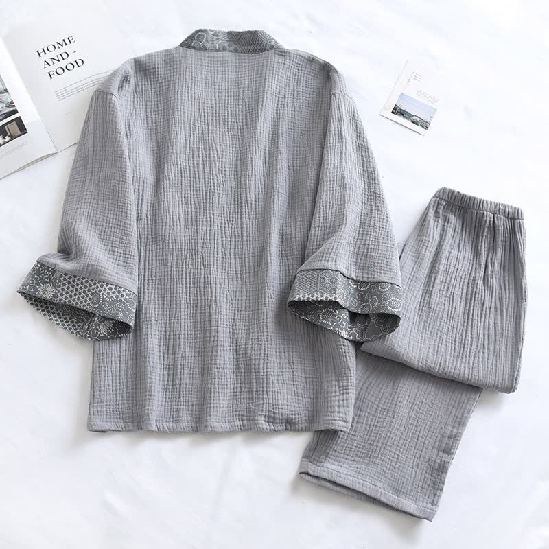 Ethnic Style Cotton Gauze Kimono Pajamas