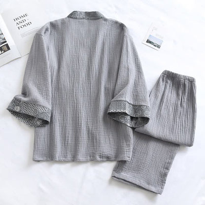 Ethnic Style Cotton Gauze Kimono Pajamas