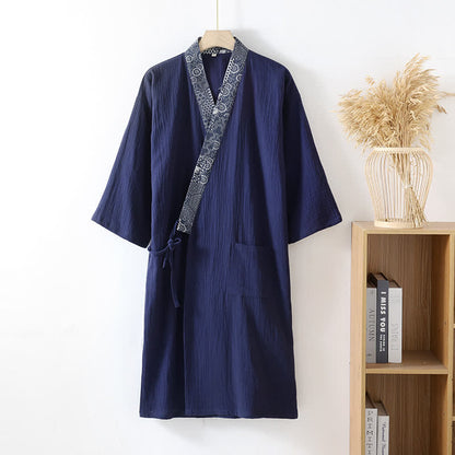 Ethnic Style Cotton Gauze Kimono Robe