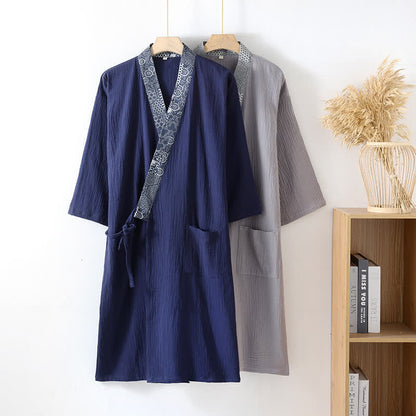 Ethnic Style Cotton Gauze Kimono Robe