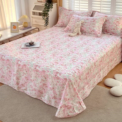 Pink Floral Pure Cotton Bedding Set(4PCS)