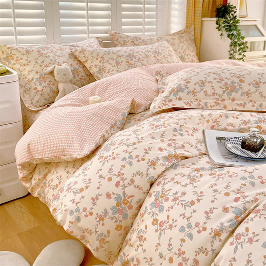 Country Style Floral Pure Cotton Bedding Set(4PCS)